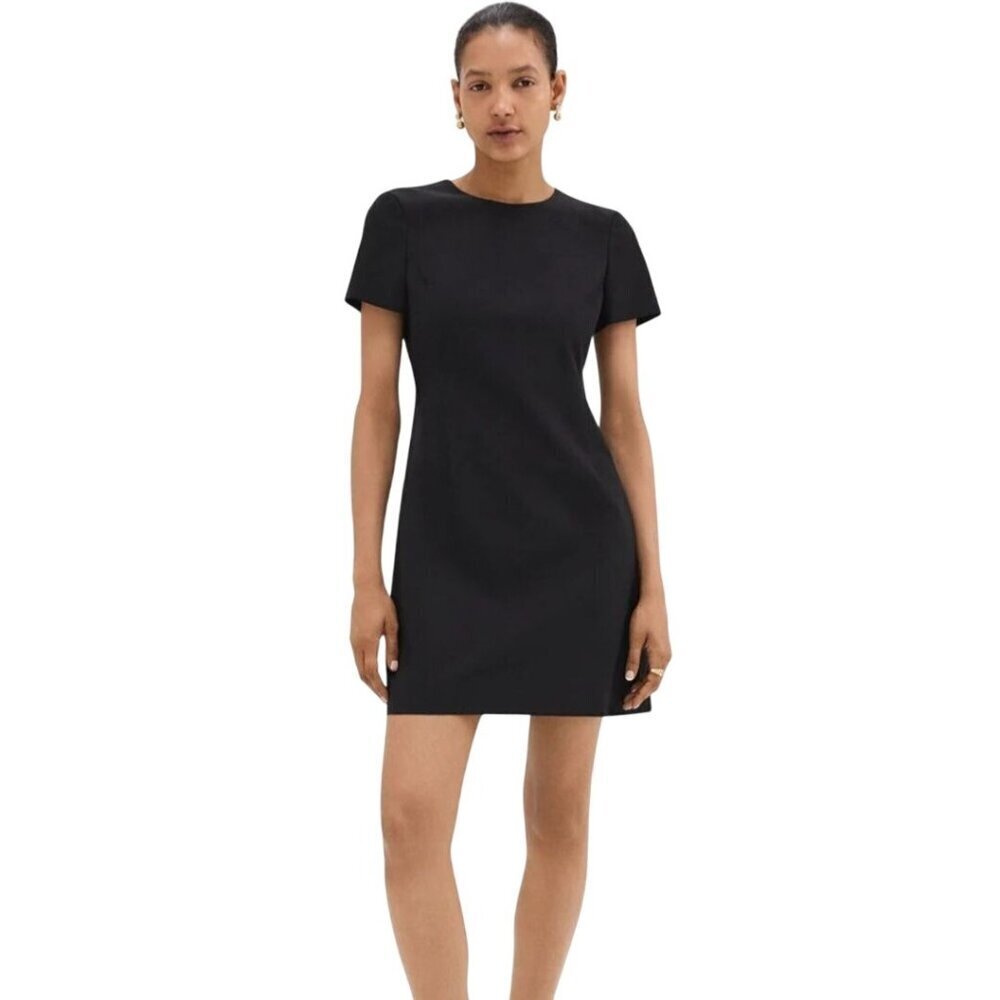 Theory Sheath Dress In Good Wool Black Designer Size M